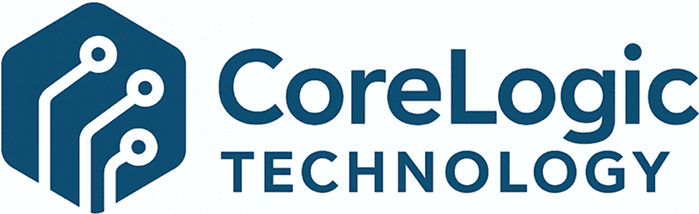 CoreLogic Technology logo with circuit design.